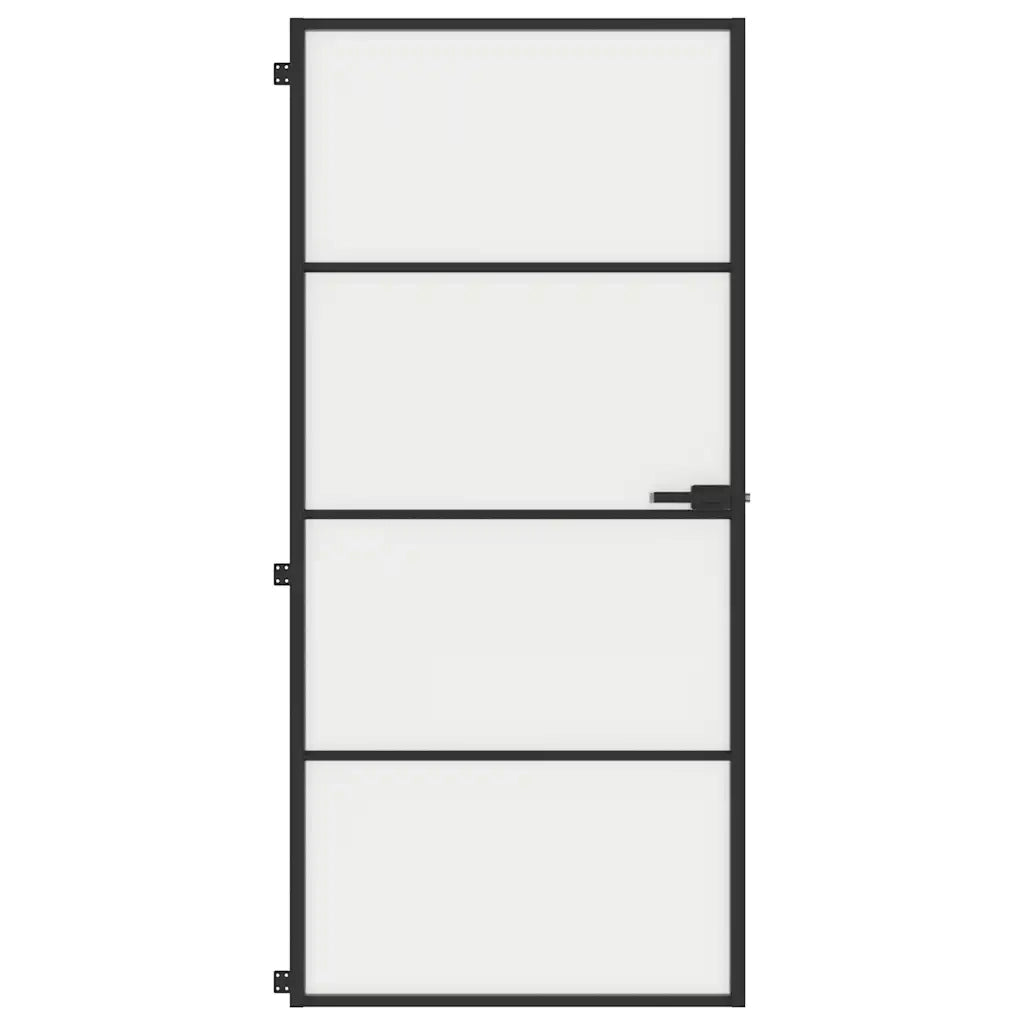 Porta Interni Sottile Nera 93x201,5cm Vetro Temperato Alluminiocod mxl 107738