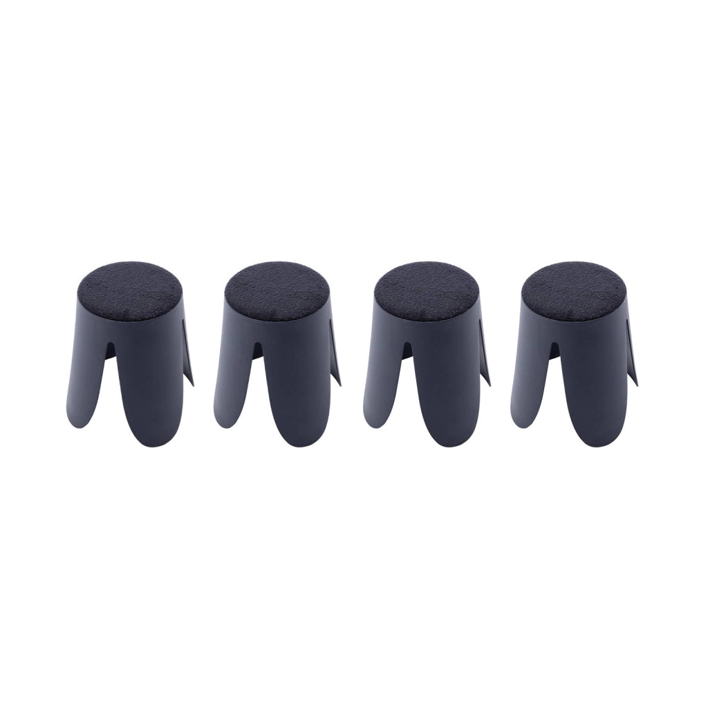 Set 4 sgabelli impilabili in bouclé, blu navy