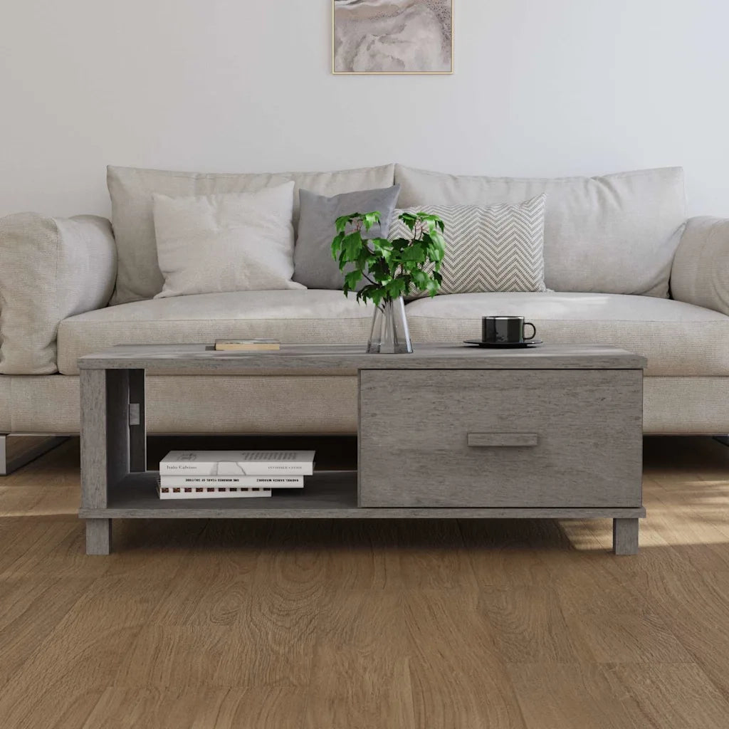 Tavolino da salotto | Tavolino da caff¨¨ | Tavolino da Soggiorno HAMAR Grigio Chiaro 100x55x35cm Legno Massello di Pino
