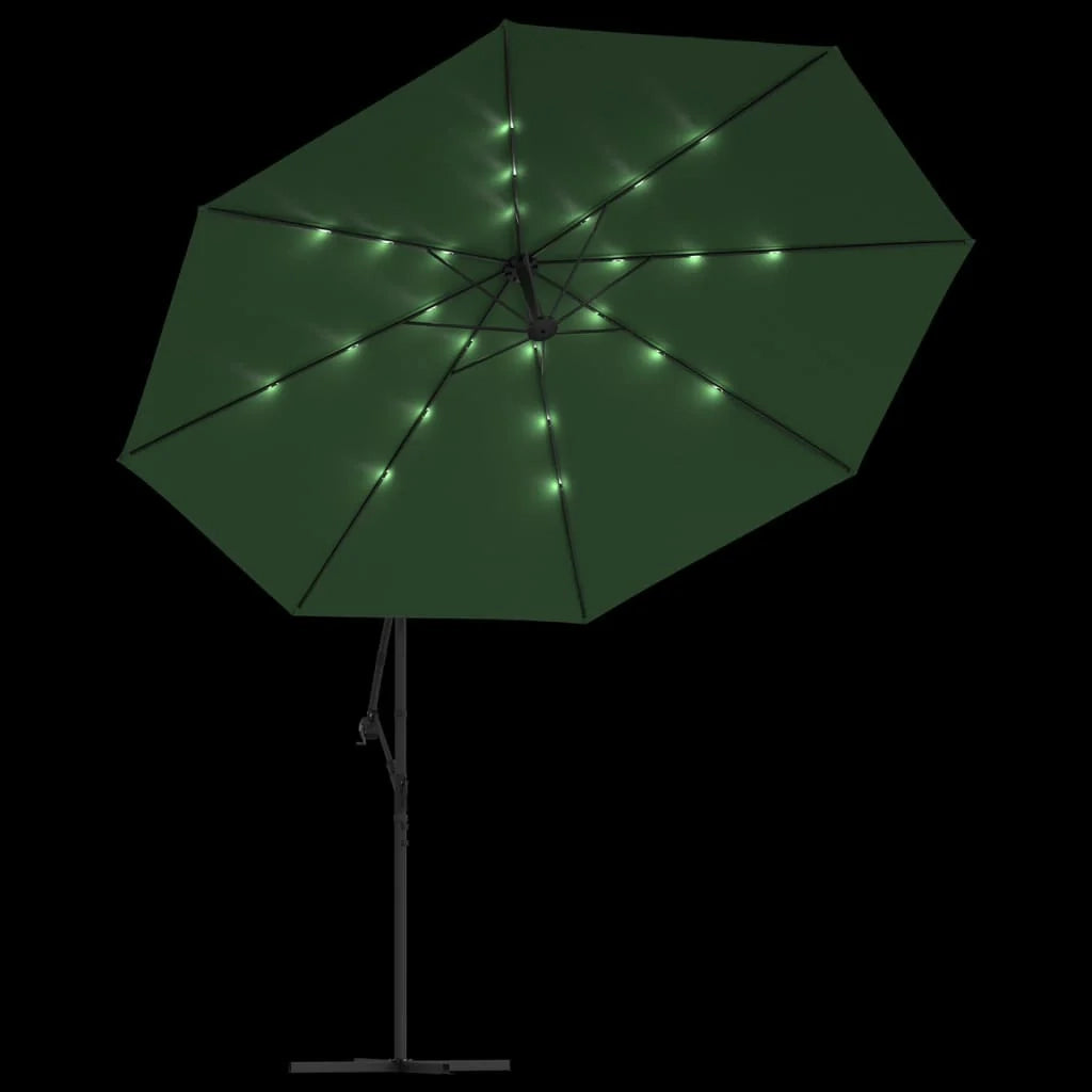 Ombrellone da giardino con base a sbalzo e palo in metallo 350 cm verde 02_0008656