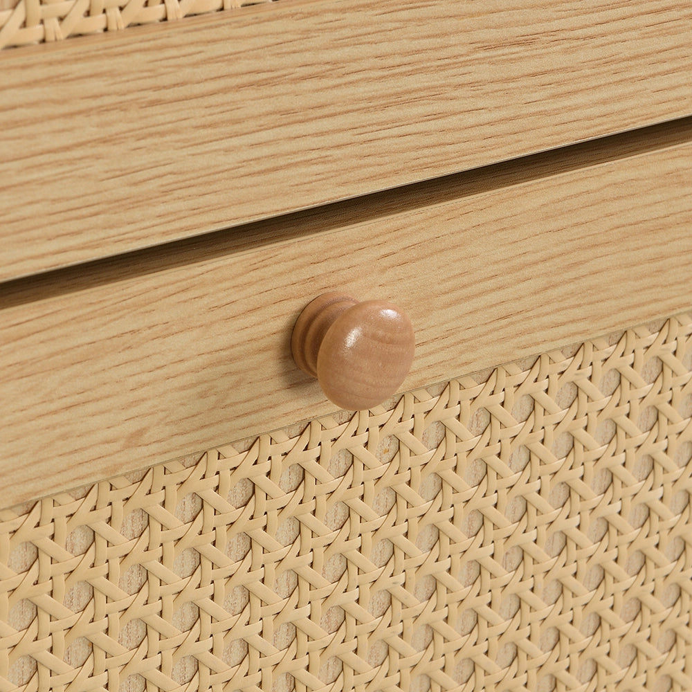 Armadio per scarpe in rattan - Xylo - 90x125x17 cm - 3 ante e 1 cassetto - Per ingressi stretti