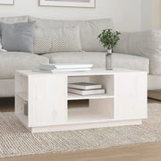 Tavolino da Salotto Bianco 90x49x40,5 cm Legno Massello di Pino 814400
