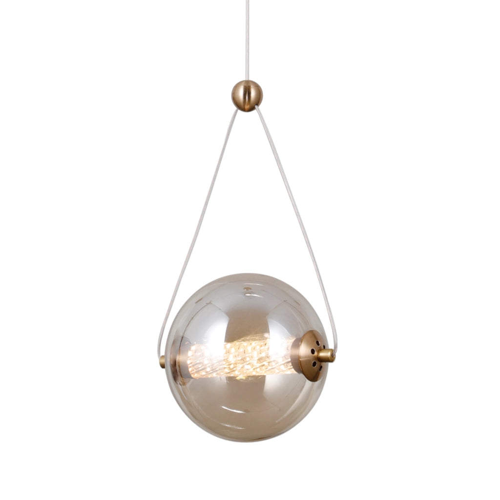Sospensione Italux Rastia vetro ambra ottone LED 6W