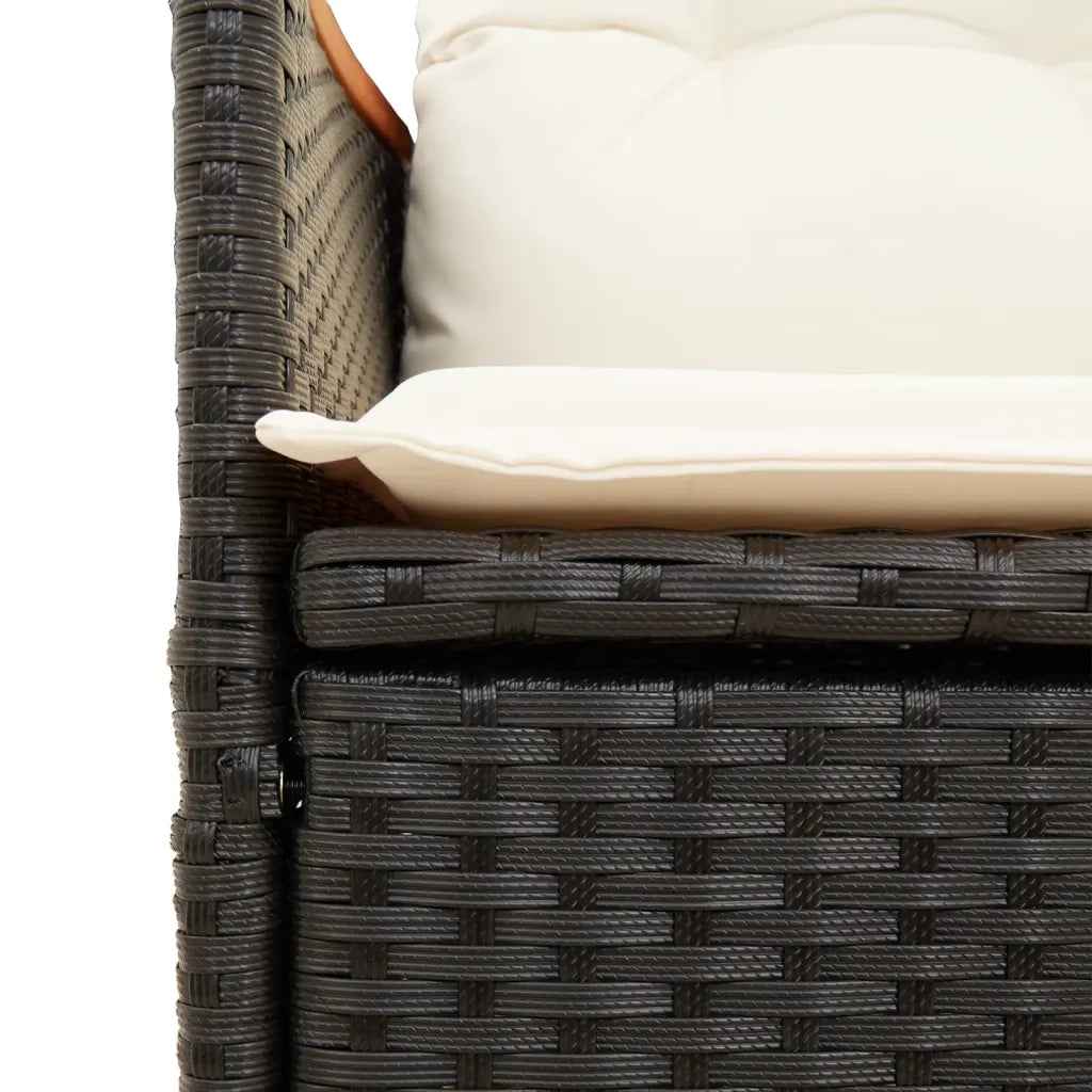 Set da Pranzo da Giardino 5 pz Nero con Cuscini in Polyrattan 3276833