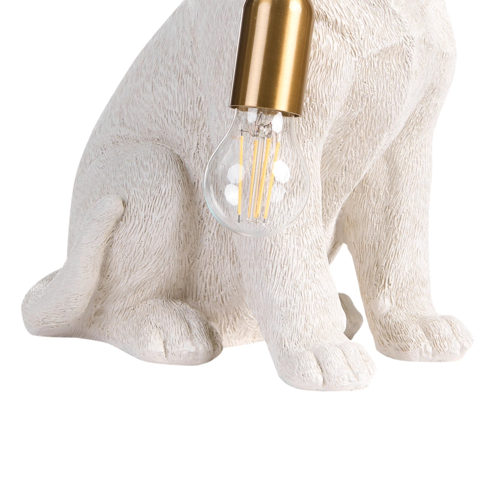 Lampada da tavolo in poliresina bianca a forma di cucciolo di labrador lampada da comodino a tema animale lampada da lettura per soggiorno e camera da letto stile glamour
