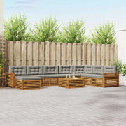 Set di divani da esterno 9 pcs Grigio Naturale e Chiaro