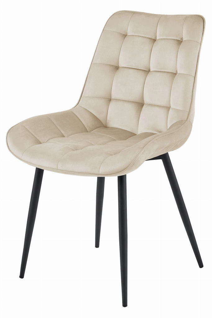 Sedia VALORA BERA - Velluto beige con gambe nere x 2