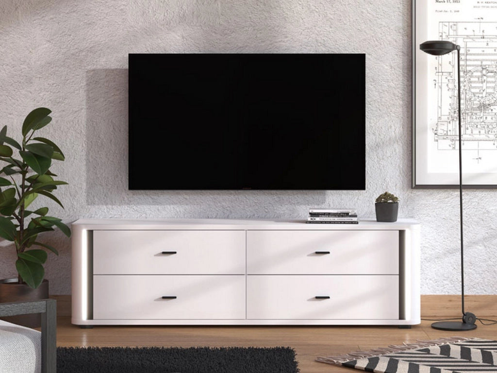 Terenzo, Mobile Porta tv 4 Cassetti, 176.5x40x52h cm Bianco Opaco