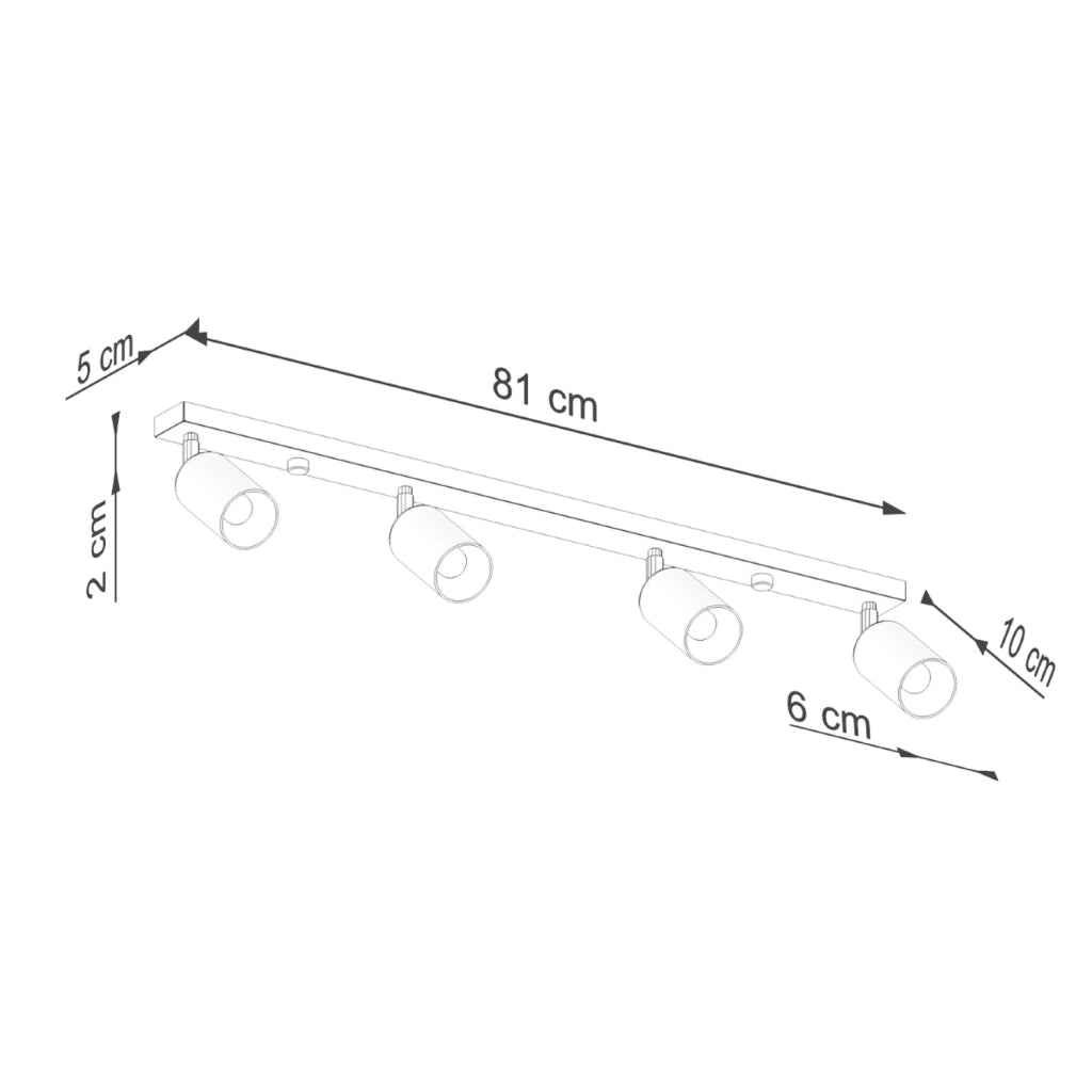 Lampada moderna Winx FI6/10 in acciaio tubolare 4x GU10 LED Max 10W Nero Rame