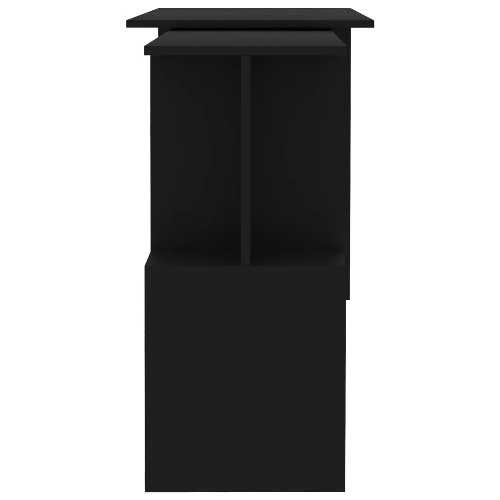Scrivania ad Angolo Nera 200x50x76 cm in Legno Multistrato 801099