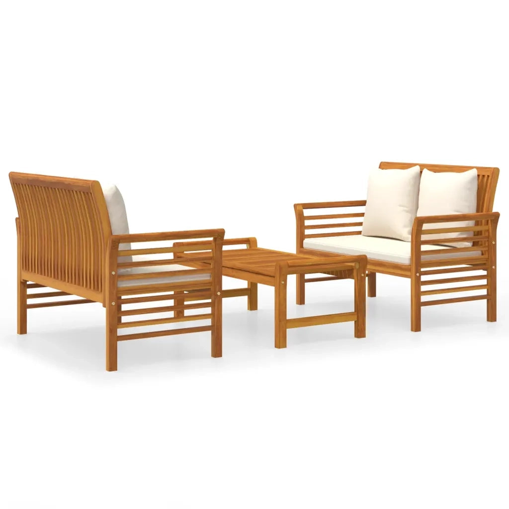 Set Mobili da Giardino 3pz con Cuscini Legno Massello di Acacia 3058095