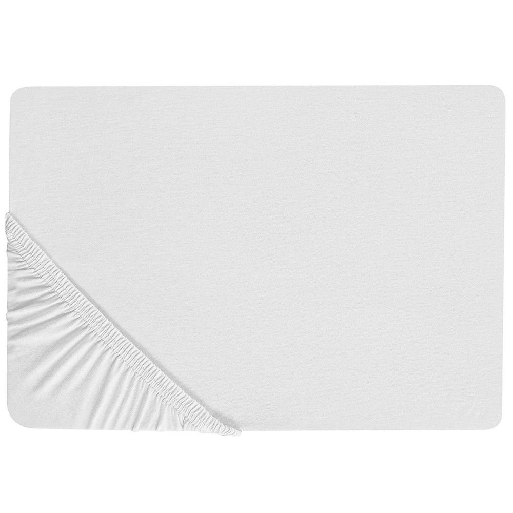 Lenzuolo con angoli cotone bianco 180 x 200 cm coprimaterasso elasticizzato modello classico a tinta unita camera da letto classica