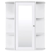 Mobiletto da bagno pensile 60 x 16,5 x 67,5 cm con specchio e ripiano regolabile design curvo in MDF bianco 20_0021005