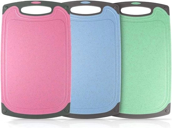 Piastra di taglio, antibatterica e antiscivolo, piastra di taglio in plastica (3 pezzi)
