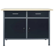 Banco da lavoro per lavori di riparazione tavolo da lavoro officina garage robusto spazio di stoccaggio 120 cm acciaio nero 02_0003678
