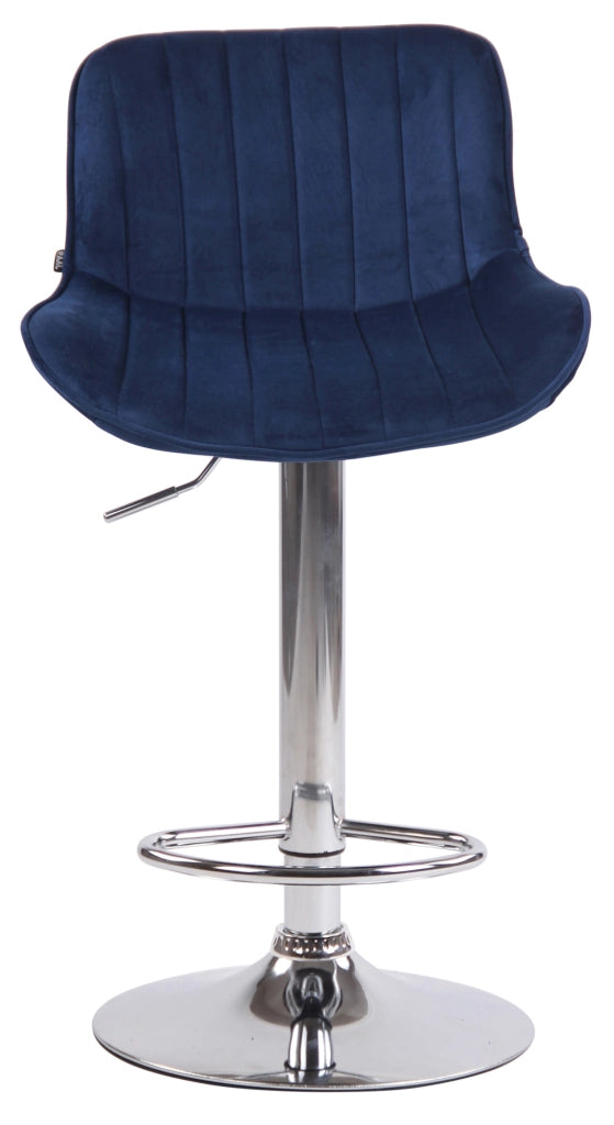 Sgabello Lentini in velluto con poggiapiedi blu,cromo