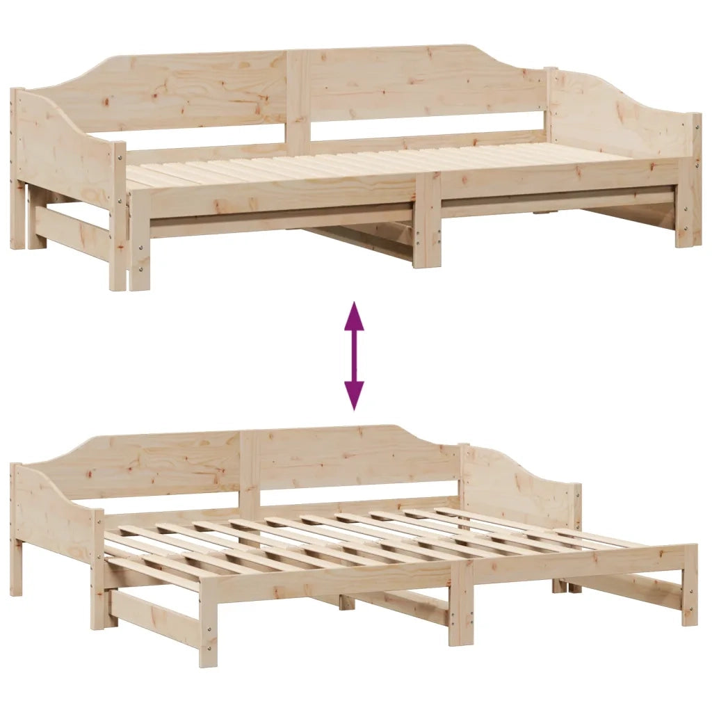 Divano Letto con Letto Estraibile 80x200cm Legno Massello Pino 850902