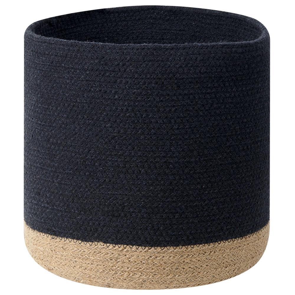 Set di 3 cestini portaoggetti in cotone iuta nero e naturale portabiancheria Boho