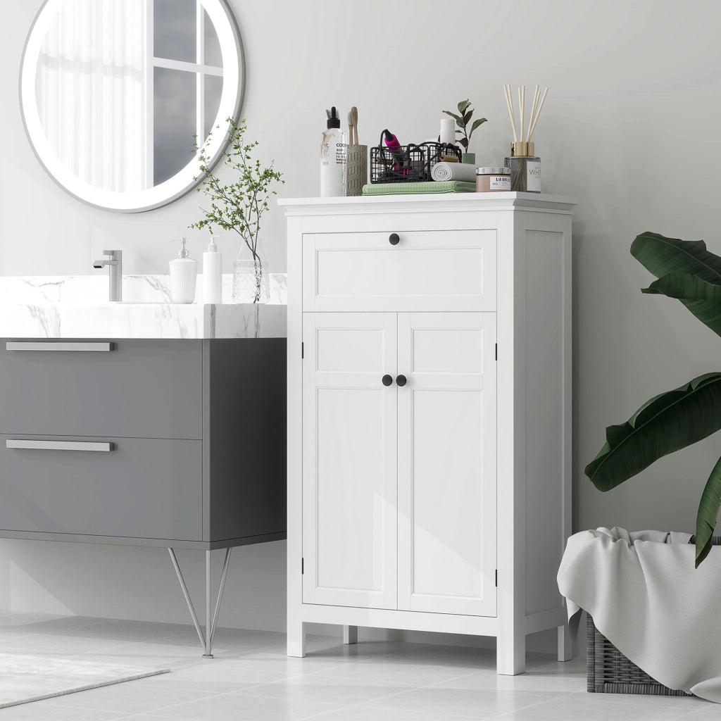 Colonna Bagno con Ante e Ripiani Regolabili ¨C zephmum ¨C Bianco 60x30x102,5 cm
