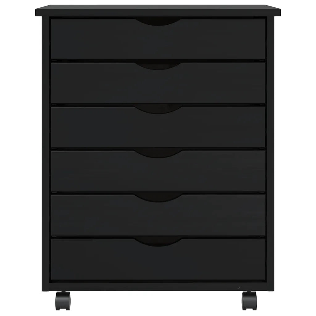 Armadietto Rotante con Cassetti MOSS Nero Legno Massello Pino 4015784