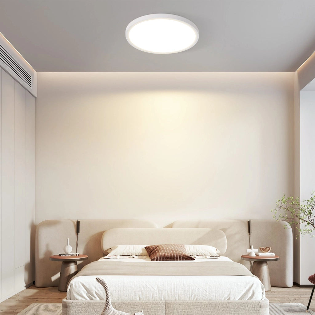 ZMH Lampada da soffitto plafoniera LED minimalista 15W bianca 18cm per bagno cucina