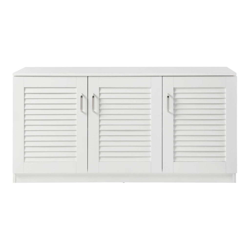 Armadio Scarpiera Løten con Ante a Persiana 62 x 125 x 36 cm Bianco [en.casa]