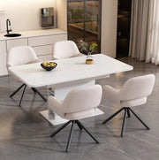 Set di 4 sedie girevoli con braccioli in sherpa bianco