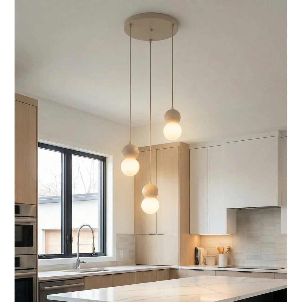 Lampada a sospensione LOOP in acciaio moka e legno naturale