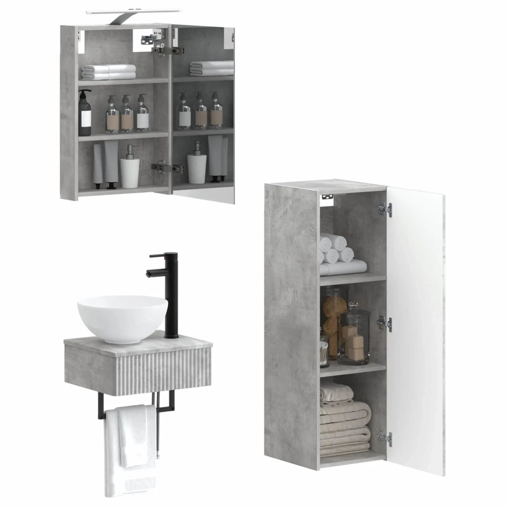 Set di Armadi da Bagno 4 pcs Grigio Cemento 40 x 10,5 x 60,5 cm 3407362