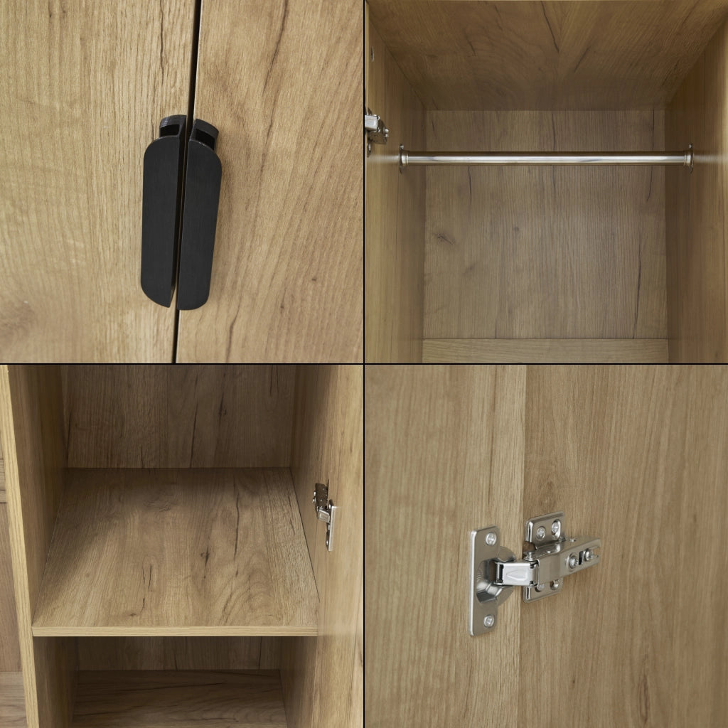 Armadio Guardaroba Eiselfing con Scomparti e Cassetti 176 x 80 x 52 cm Effetto Rovere [en.casa]