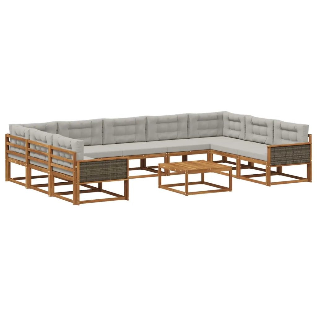 Set di divani da esterno 10 pcs Naturale e Grigio Chiaro 3382899