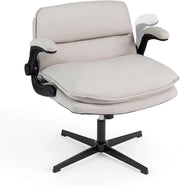 Sedia da Ufficio, Poltrona Relax Altezza Regolabile (Senza Ruote) | Funzione Dondolo, Braccioli Ribaltabili e Base Robusta, per Ufficio Studio Soggiorno, Portata 150 kg