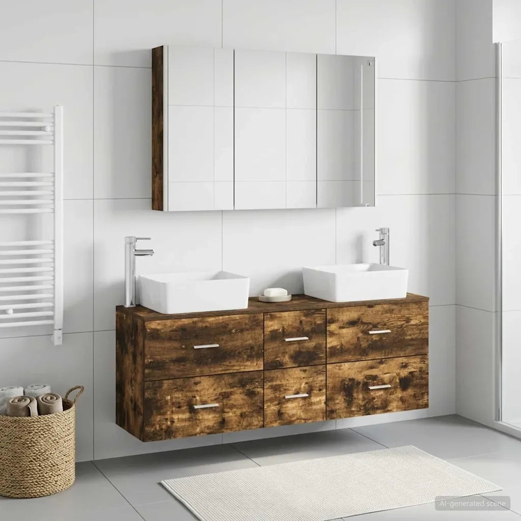 Set di mobili per il bagno 4 pcs Rovere Fumo 3406867