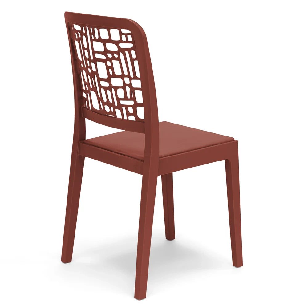 Sedia in polipropilene MEDEA, impilabile, resistente ai raggi UV, design moderno, ideale per sala da pranzo, cucina, sala d’attesa, bar, ristoranti o giardino, colore Mattone