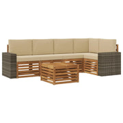 Set divano sezionale con cuscino 6 pcs Naturale e Beige