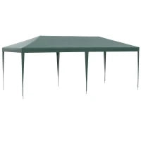 Gazebo da Giardino 6x3 m per Eventi con Pareti Rimovibili e Finestre Trasparenti, Verde