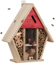 Hotel per insetti con cassetta per nido per api selvatiche e farfalle - HxBxD 30 x 25 x 11 cm naturale