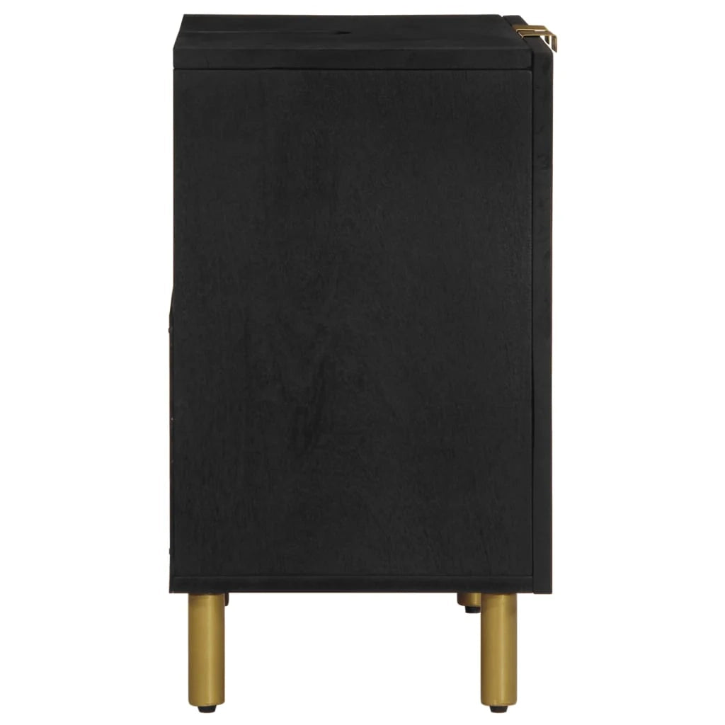 Mobile lavabo moderno con contenitore 62 x 33 x 58 cm stile industriale legno ingegnerizzato nero 02_0057722