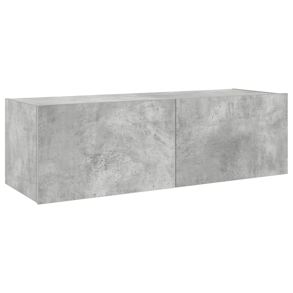 Mobile TV a Parete con Luci LED-Mobile TV a Muro Grigio Cemento 100x35x31 cm