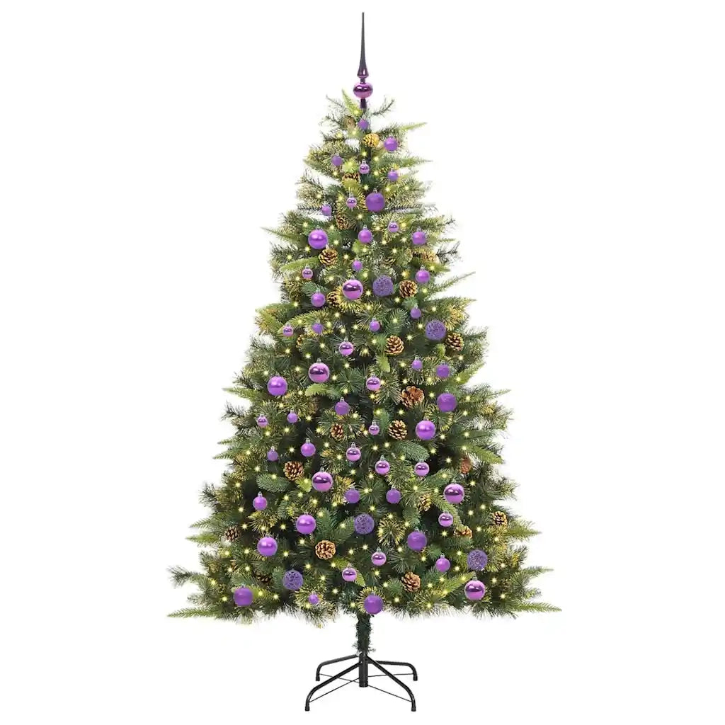 Albero di Natale artificiale pieghevole con coni Verde 180 cm 3395095