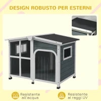 Cuccia per Cani Taglia Media da Esterno con Tetto Apribile in Legno, 101x66.5x70.5 cm, Grigio