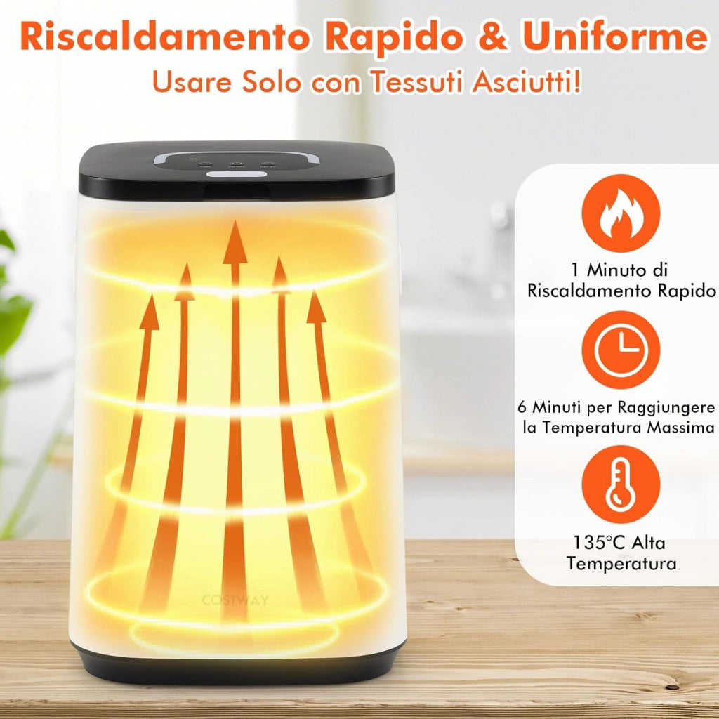 COSTWAY Scaldasalviette a Secchio, Scalda Asciugamani Grande capacità 23L con Display di Temperatura, 3 Livelli di Timer, Timer Ritardato 24H, Adatto a 3 Asciugamani da Bagno