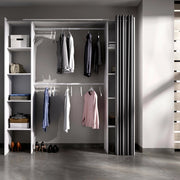 Guardaroba Acron, Struttura per cabina armadio, Mobile appendiabiti aperto, 180x50h205 cm, Bianco e Grigio