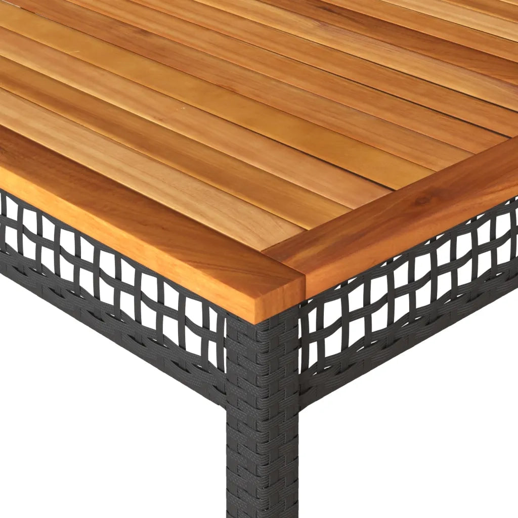 Tavolo da Giardino Nero 180x90x75 cm Polyrattan e Legno Acacia 366279