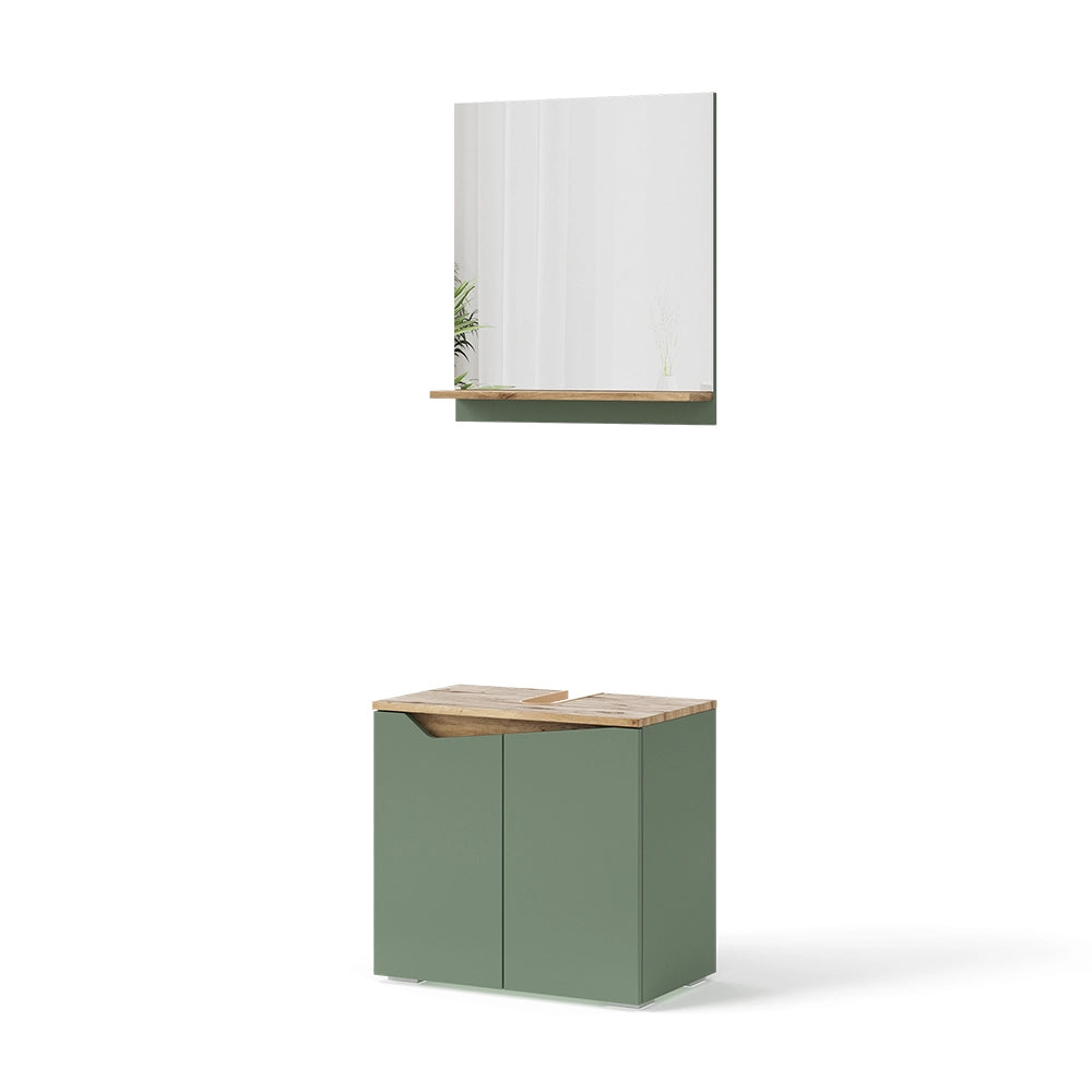 Vicco Set di mobili da bagno Verde/Artigianale 2 parti