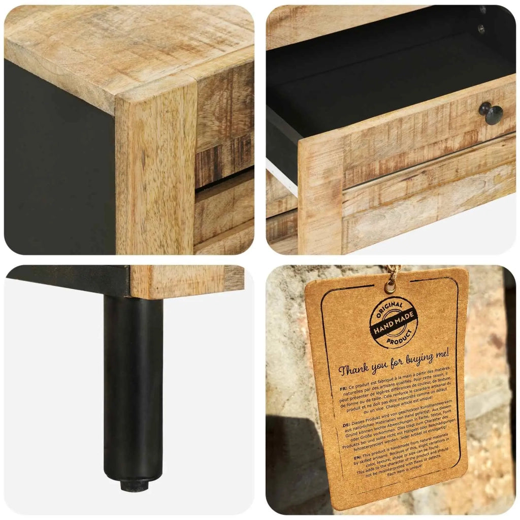 Comodino Naturale 50 x 33 x 62 cm Legno di mango massello 4018853