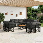 Set di divani da esterno 12 pcs Nero e Grigio scuro Poliestere 3437607