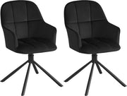 Set di 2 Sedie - Sedia da Pranzo Lussuosa - Sedie da Pranzo - 2 Sedie - Rotante - Nero - Velluto