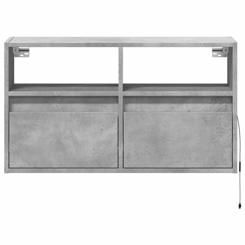Mobile TV a Parete con Luci LED Grigio Cemento 80x31x45 cm 852330