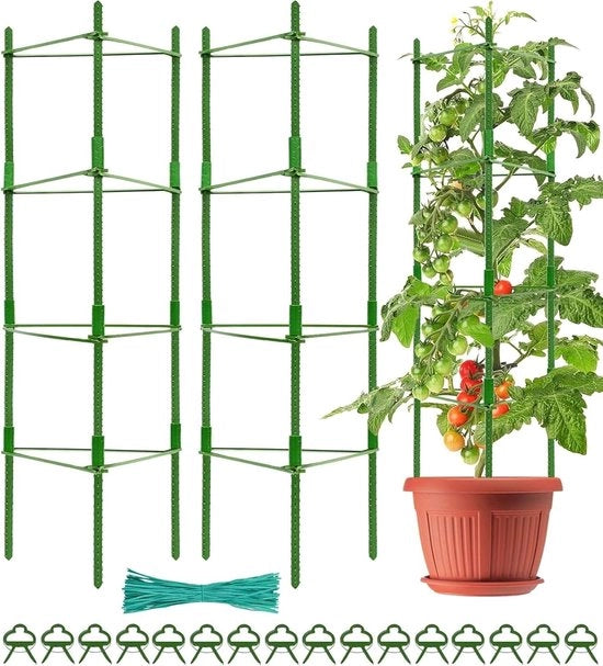 Aiuto di sostegno per piante di rampicanti 160 cm regolabile - supporto per piante di rampicanti con banchi di rotazione e clip per piante (2 pezzi)